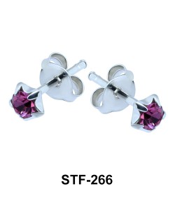 Prong Set Amethyst Stud Earrings STF-266