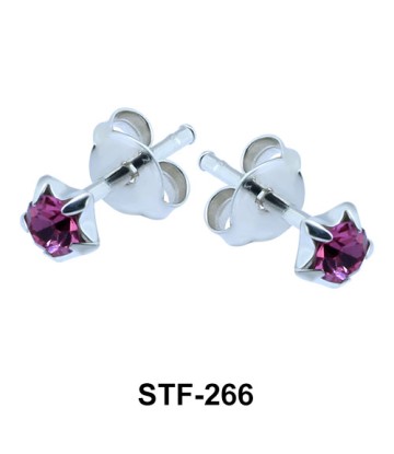 Prong Set Amethyst Stud Earrings STF-266