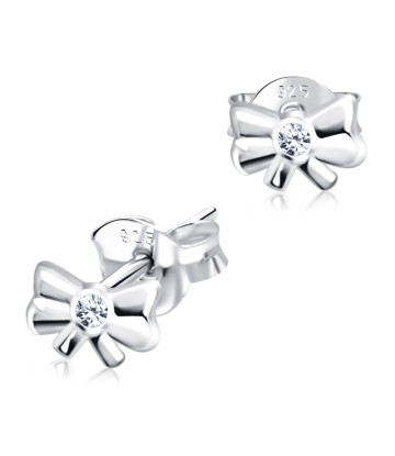 Stone Set Ribbon Shaped Stud Earrings STF-326