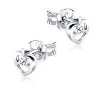 Stone Set Heart Shaped Stud Earrings STF-327