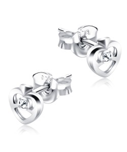 Stone Set Heart Shaped Stud Earrings STF-327