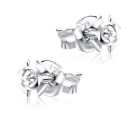 Fan Shaped with Stone Stud Earrings STF-332