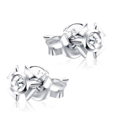 Fan Shaped with Stone Stud Earrings STF-332