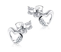 Stone Set Heart Shaped Stud Earrings STF-335