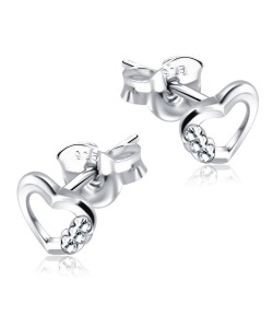 Stone Set Heart Shaped Stud Earrings STF-335