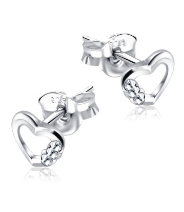 Stone Set Heart Shaped Stud Earrings STF-335