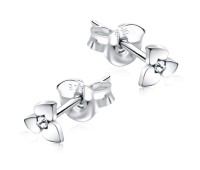 Stone Set Heart Shaped Stud Earrings STF-345	