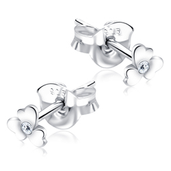 Flower Shaped with Stone Stud Earrings STF-346