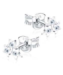 Stone Set Stars Shaped Stud Earrings STF-348