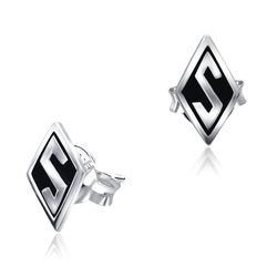 S Diamond Silver Studs Earrings STF-356