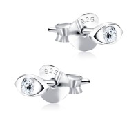 Stone Set Eye Shaped Stud Earrings STF-366