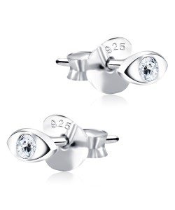 Stone Set Eye Shaped Stud Earrings STF-366