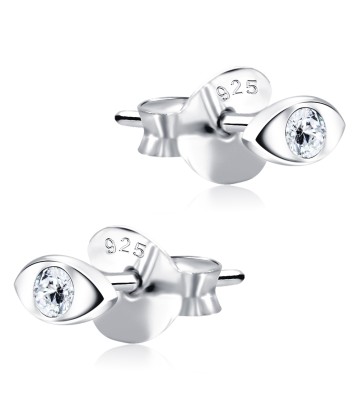 Stone Set Eye Shaped Stud Earrings STF-366