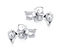 Pearl Set Heart Shaped Stud Earrings STF-369P