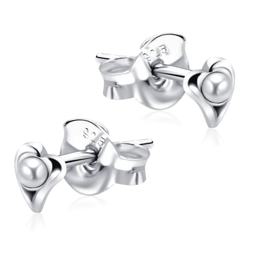 Pearl Set Heart Shaped Stud Earrings STF-369P