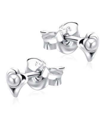 Pearl Set Heart Shaped Stud Earrings STF-369P