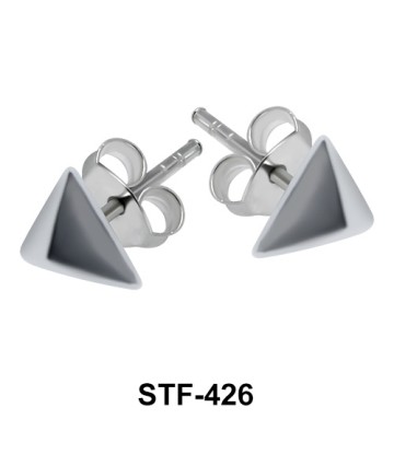 Pyramid Silver Studs Earrings STF-426