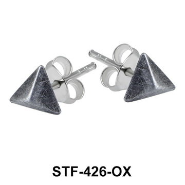 Pyramid Silver Studs Earrings STF-426(OX)