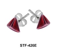 Pyramid Silver Studs Earrings STF-426E