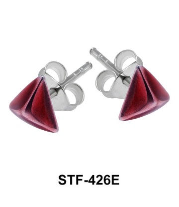 Pyramid Silver Studs Earrings STF-426E