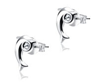 Stone Set Dolphin Shaped Stud Earrings STF-55