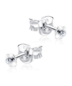 Stone Set Flower Shaped Stud Earrings STF-74