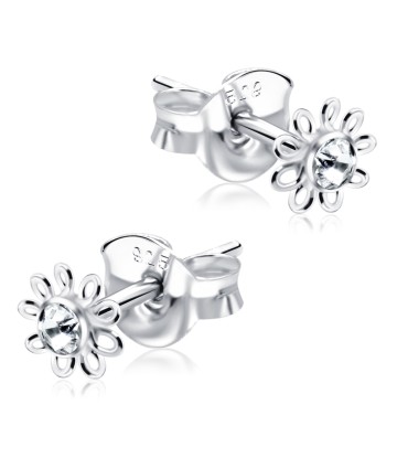 Stone Set Flower Shaped Stud Earrings STF-76