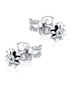 Stone Set Flower Shaped Stud Earrings STF-78