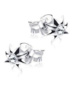 Stone Set Flower Shaped Stud Earrings STF-87