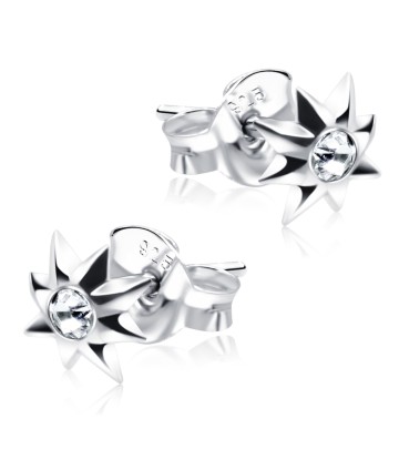 Stone Set Flower Shaped Stud Earrings STF-87