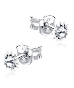 Bigger Stone Set Sunflower Shaped Stud Earrings STF-89