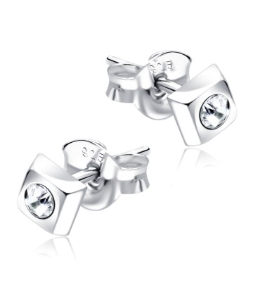 Stone Set Square Shaped Stud Earrings STF-91