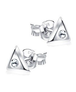 Stone Set Triangle Shaped Stud Earrings STF-92