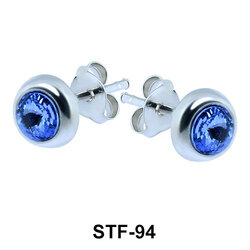 Stone Set Circle Shaped Stud Earrings STF-94