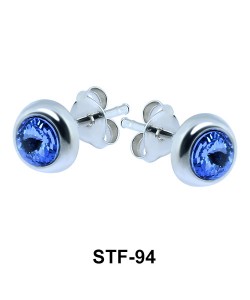 Stone Set Circle Shaped Stud Earrings STF-94