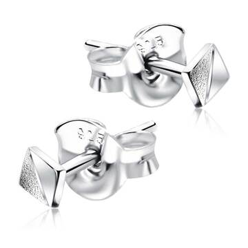 Pyramid Silver Studs Earrings STF-362