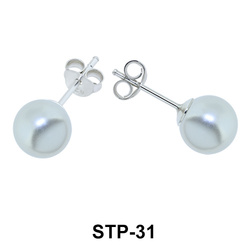 8 mm. White Pearl Stud Earring STP-31