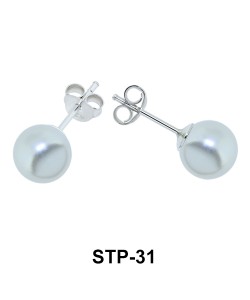 8 mm. White Pearl Stud Earring STP-31