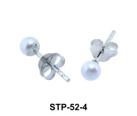 4mm Pearl Leaf Shaped Silver Earring STP-52-4