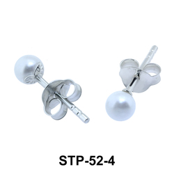 4mm Pearl Leaf Shaped Silver Earring STP-52-4