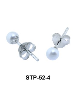 4mm Pearl Leaf Shaped Silver Earring STP-52-4