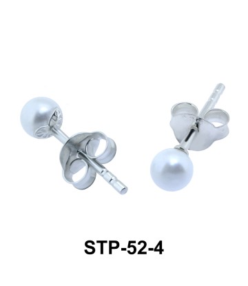 4mm Pearl Leaf Shaped Silver Earring STP-52-4