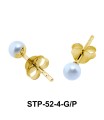 4mm Pearl Leaf Shaped Silver Earring STP-52-4