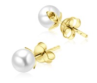 Gold Plated Stud Earring Pearl 6mm STP-52-6-GP