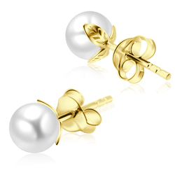Gold Plated Stud Earring Pearl 6mm STP-52-6-GP