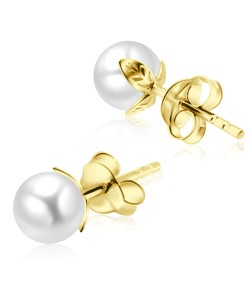 Gold Plated Stud Earring Pearl 6mm STP-52-6-GP