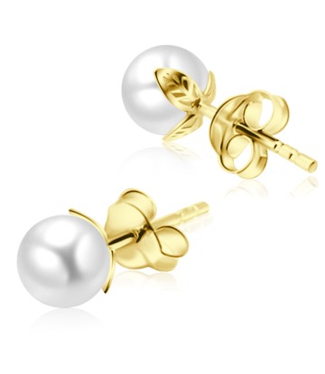Gold Plated Stud Earring Pearl 6mm STP-52-6-GP