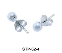 4 mm. Pearl n Leaf Shaped Silver Earring STP-62-4