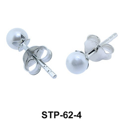 4 mm. Pearl n Leaf Shaped Silver Earring STP-62-4