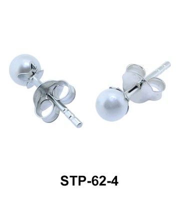 4 mm. Pearl n Leaf Shaped Silver Earring STP-62-4